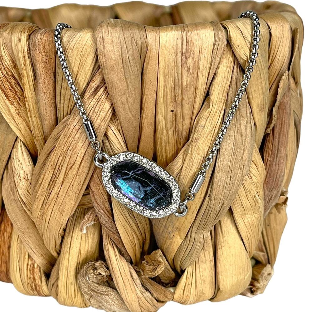 Color Street Northern Wonder Blue Iridescent Chain Bracelet Silver Tone